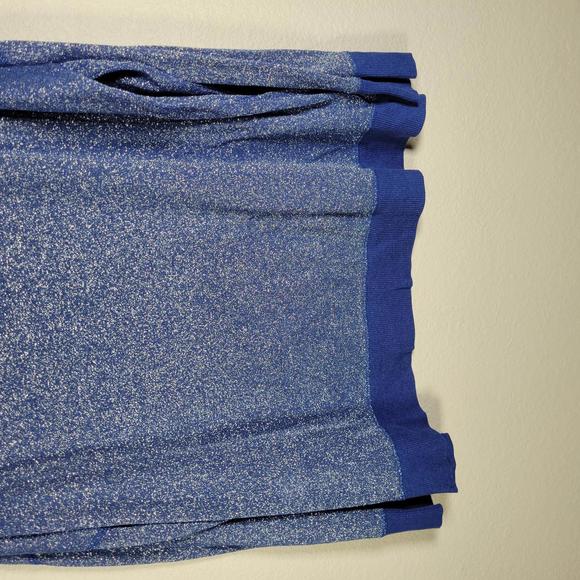 a.n.a Blue Metallic Lightweight Knit Long Sleeve High Low Sweater Women Sz XL - Picture 9 of 9